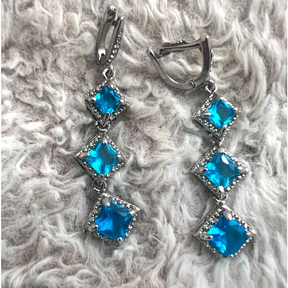 Sky blue costume earrings